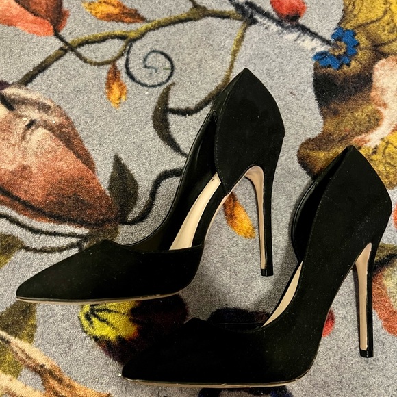 SHOEDAZZLE Deetra Black Faux Suede d’Orsay Stiletto Pumps - Picture 3 of 7